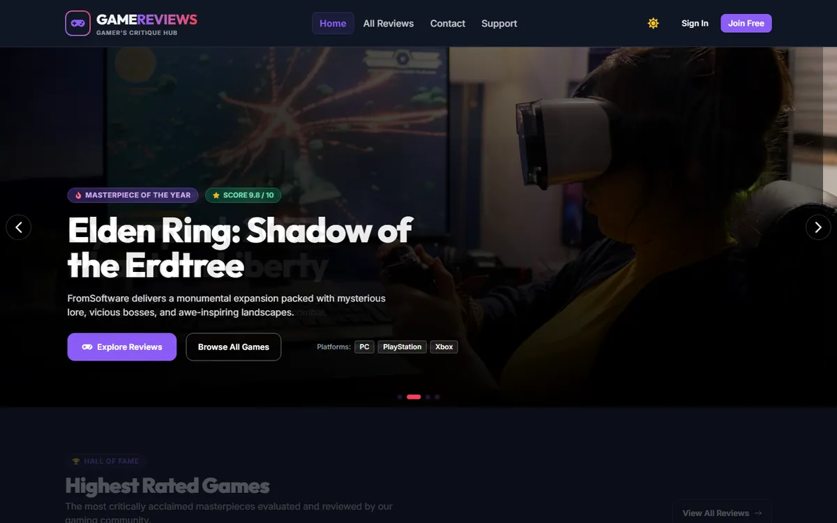 Game Reviews Hub (Chill Gamer)